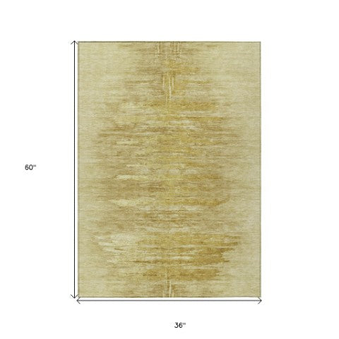 Homeroots 3' Abstract Artichoke Green Washable Area Rug For Indoor And Outdoor Spaces, Durable Design 3' X 5' Polyester 587638