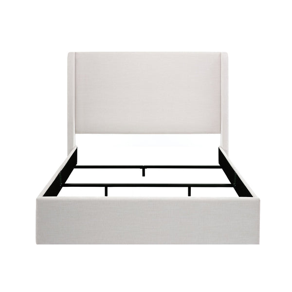 English Elm Caron Upholstered Wingback Bed - 54" High Headboard, Minimalist Design, Textured Ivory Chenille, Easy Assembly B083P340880