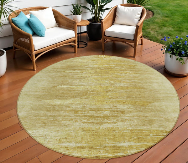 Homeroots 3' Abstract Artichoke Green Washable Area Rug For Indoor And Outdoor Spaces, Durable Design 8' Round Polyester 587640
