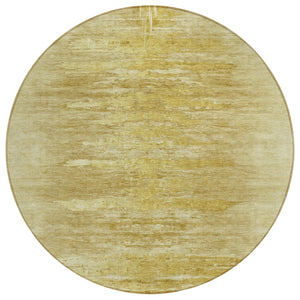 HomeRoots 5' Gold and Wheat Abstract Area Rug - Durable, Washable Design for Indoor and Outdoor Spaces 8' Round 587640
