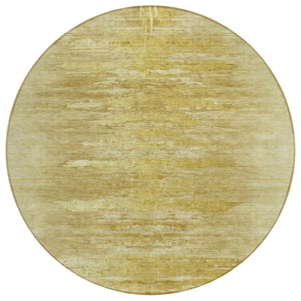 HomeRoots 5' Gold and Wheat Abstract Area Rug - Durable, Washable Design for Indoor and Outdoor Spaces 8' Round 587640