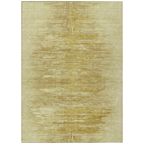 HomeRoots 5' Gold and Wheat Abstract Area Rug - Durable, Washable Design for Indoor and Outdoor Spaces 8' X 10' 587641