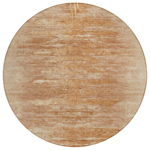 HomeRoots 5' Salmon and Copper Abstract Area Rug - Stylish, Durable, Washable for Indoor and Outdoor Spaces 8' Round 587646