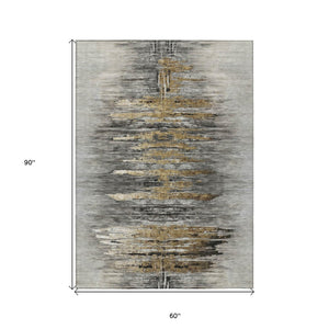 HomeRoots 5' Gray Charcoal and Silver Abstract Area Rug - Stylish, Washable, Durable for Indoor and Outdoor Use 5' X 8' 587651