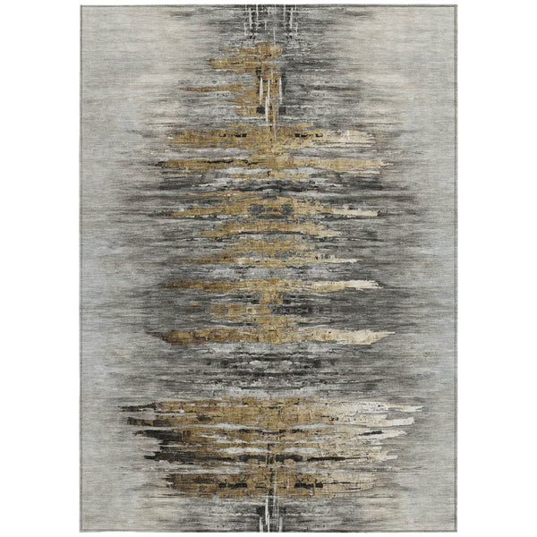 HomeRoots 5' Gray Charcoal and Silver Abstract Area Rug - Stylish, Washable, Durable for Indoor and Outdoor Use 8' X 10' 587653