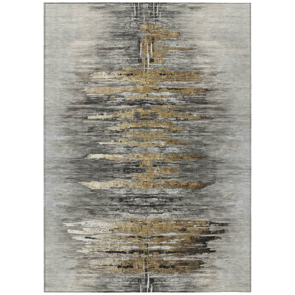 HomeRoots 5' Gray Charcoal and Silver Abstract Area Rug - Stylish, Washable, Durable for Indoor and Outdoor Use 8' X 10' 587653