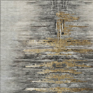 HomeRoots 5' Gray Charcoal and Silver Abstract Area Rug - Stylish, Washable, Durable for Indoor and Outdoor Use 8' X 10' 587653