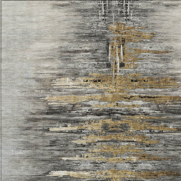 HomeRoots 5' Gray Charcoal and Silver Abstract Area Rug - Stylish, Washable, Durable for Indoor and Outdoor Use 8' X 10' 587653
