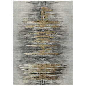 HomeRoots 9' Modern Abstract Gray Charcoal and Silver Washable Area Rug for Indoor and Outdoor Use 9' X 12' 587654