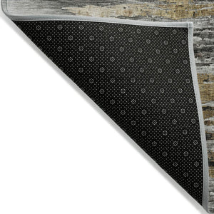 HomeRoots 9' Modern Abstract Gray Charcoal and Silver Washable Area Rug for Indoor and Outdoor Use 9' X 12' 587654