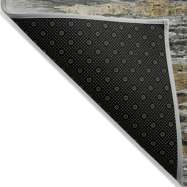 HomeRoots 9' Modern Abstract Gray Charcoal and Silver Washable Area Rug for Indoor and Outdoor Use 9' X 12' 587654