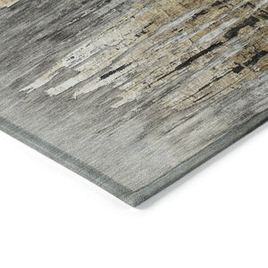 HomeRoots 9' Modern Abstract Gray Charcoal and Silver Washable Area Rug for Indoor and Outdoor Use 9' X 12' 587654
