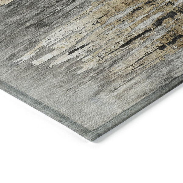 HomeRoots 9' Modern Abstract Gray Charcoal and Silver Washable Area Rug for Indoor and Outdoor Use 9' X 12' 587654