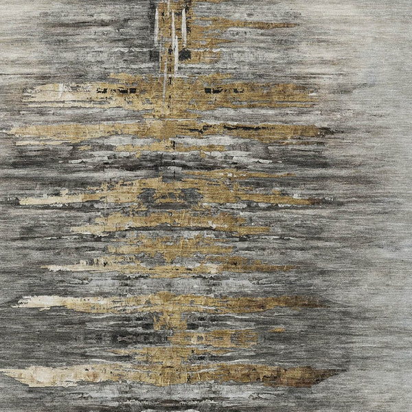 HomeRoots 9' Modern Abstract Gray Charcoal and Silver Washable Area Rug for Indoor and Outdoor Use 9' X 12' 587654