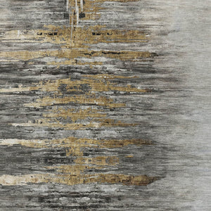 HomeRoots 5' Gray Charcoal and Silver Abstract Area Rug - Stylish, Washable, Durable for Indoor and Outdoor Use 10' X 14' 587655
