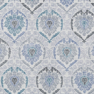 HomeRoots 5' Timeless Gray and Denim Blue Medallion Washable Area Rug for Indoor and Outdoor Spaces 5' X 8' 587657