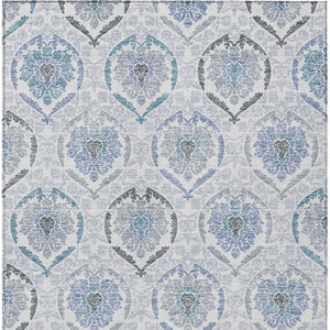 HomeRoots 5' Timeless Gray and Denim Blue Medallion Washable Area Rug for Indoor and Outdoor Spaces 8' X 10' 587659