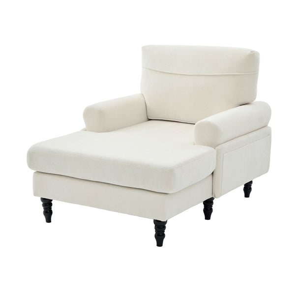 English Elm Modern Chenille Recliner Chaise Lounge Sofa Chair with High-Resilience Foam, Wide Seat, 550lb Capacity Beige W395P371331