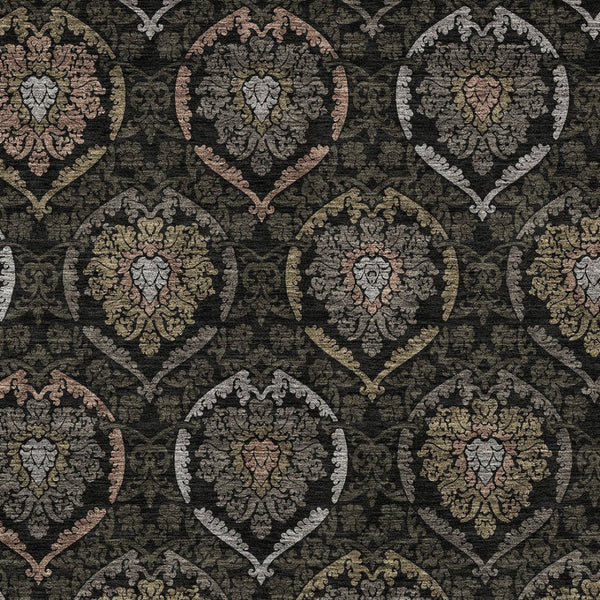 Homeroots 3' Black Gray And Brown Medallion Washable Area Rug - Versatile Indoor Outdoor Decorative Touch 5' X 8' Polyester 587693