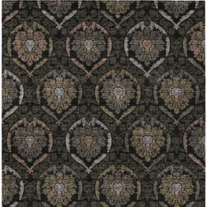 Homeroots 3' Black Gray And Brown Medallion Washable Area Rug - Versatile Indoor Outdoor Decorative Touch 8' X 10' Polyester 587695
