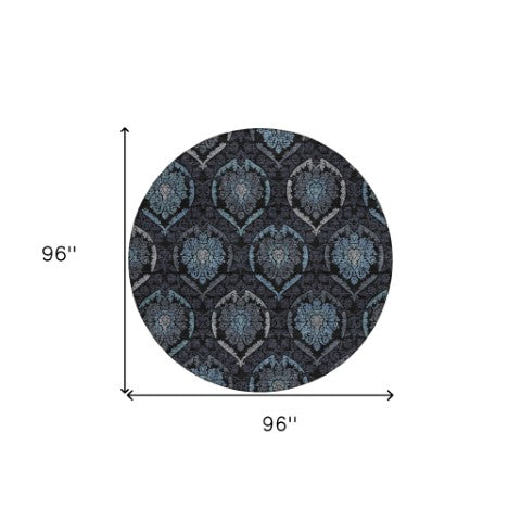 Homeroots 3' Black Gray And Brown Medallion Washable Area Rug - Versatile Indoor Outdoor Decorative Touch 8' Round Polyester 587700