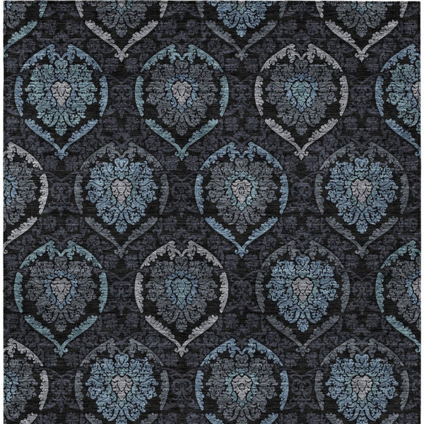 Homeroots 3' Black Gray And Brown Medallion Washable Area Rug - Versatile Indoor Outdoor Decorative Touch 8' X 10' Polyester 587701