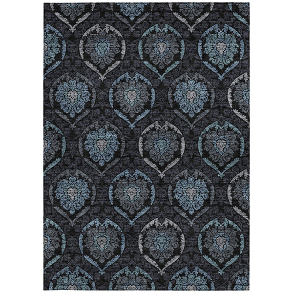 Homeroots 3' Black Gray And Brown Medallion Washable Area Rug - Versatile Indoor Outdoor Decorative Touch 9' X 12' Polyester 587702
