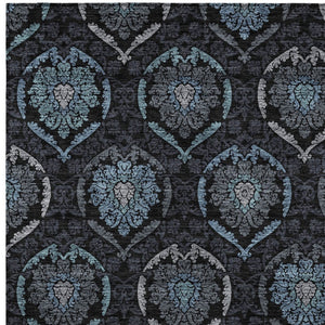 Homeroots 3' Black Gray And Brown Medallion Washable Area Rug - Versatile Indoor Outdoor Decorative Touch 9' X 12' Polyester 587702