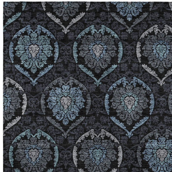 Homeroots 3' Black Gray And Brown Medallion Washable Area Rug - Versatile Indoor Outdoor Decorative Touch 9' X 12' Polyester 587702