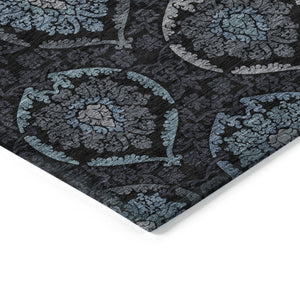 Homeroots 3' Black Gray And Brown Medallion Washable Area Rug - Versatile Indoor Outdoor Decorative Touch 10' X 14' Polyester 587703