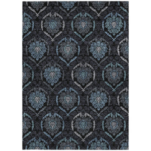Homeroots 3' Black Gray And Brown Medallion Washable Area Rug - Versatile Indoor Outdoor Decorative Touch 10' X 14' Polyester 587703
