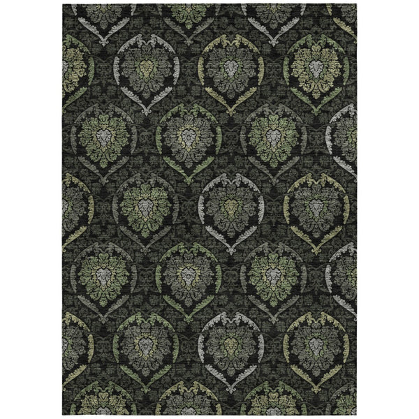 Homeroots 3' Black Gray And Brown Medallion Washable Area Rug - Versatile Indoor Outdoor Decorative Touch 3' X 5' Polyester 587704