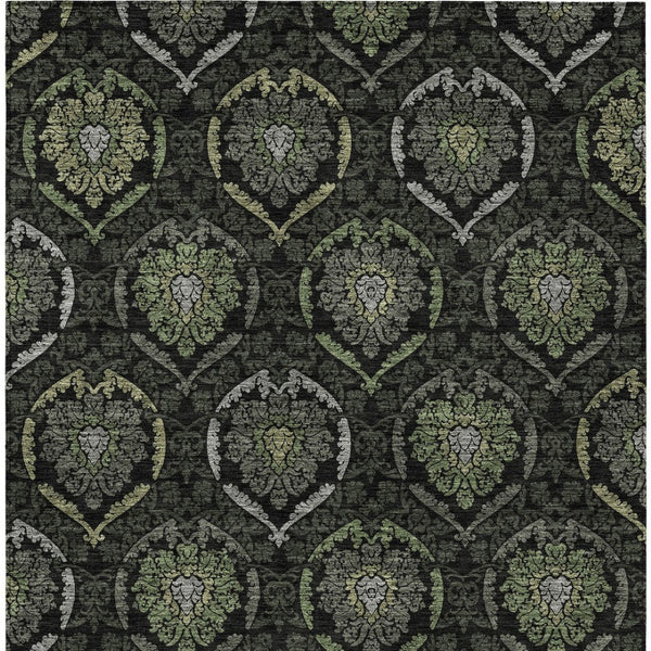 Homeroots 3' Black Gray And Brown Medallion Washable Area Rug - Versatile Indoor Outdoor Decorative Touch 5' X 8' Polyester 587705
