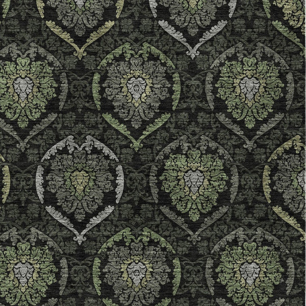 Homeroots 3' Black Gray And Brown Medallion Washable Area Rug - Versatile Indoor Outdoor Decorative Touch 5' X 8' Polyester 587705