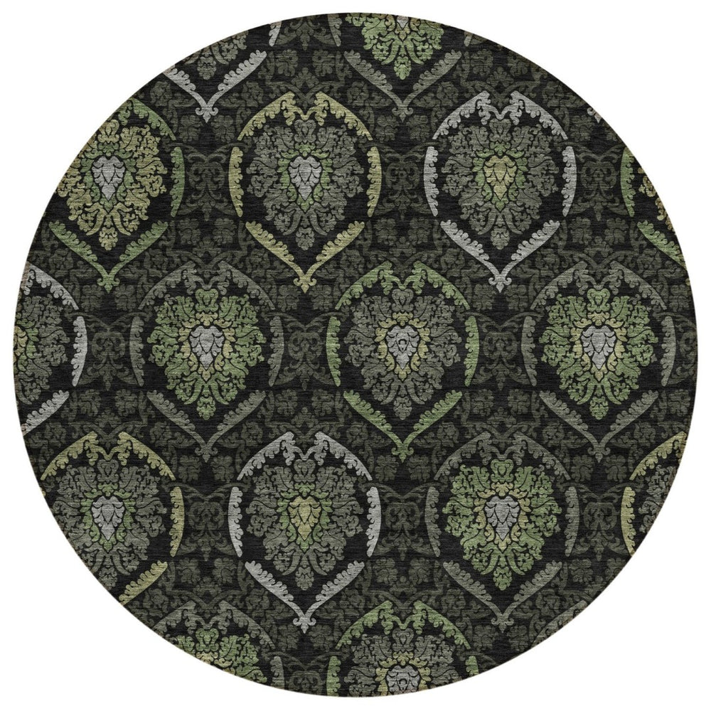 HomeRoots 5' Indoor Outdoor Area Rug with Medallion Design - Durable, Washable, and Stylish for Any Space 8' Round 587706