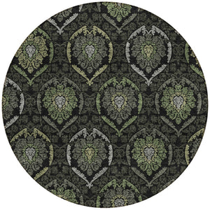 Homeroots 3' Black Gray And Brown Medallion Washable Area Rug - Versatile Indoor Outdoor Decorative Touch 8' Round Polyester 587706