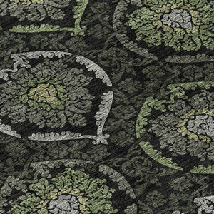 Homeroots 3' Black Gray And Brown Medallion Washable Area Rug - Versatile Indoor Outdoor Decorative Touch 8' Round Polyester 587706