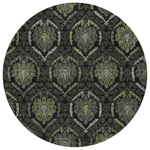 Homeroots 3' Black Gray And Brown Medallion Washable Area Rug - Versatile Indoor Outdoor Decorative Touch 8' Round Polyester 587706