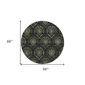 Homeroots 3' Black Gray And Brown Medallion Washable Area Rug - Versatile Indoor Outdoor Decorative Touch 8' Round Polyester 587706