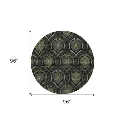 Homeroots 3' Black Gray And Brown Medallion Washable Area Rug - Versatile Indoor Outdoor Decorative Touch 8' Round Polyester 587706