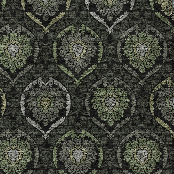 Homeroots 3' Black Gray And Brown Medallion Washable Area Rug - Versatile Indoor Outdoor Decorative Touch 8' X 10' Polyester 587707