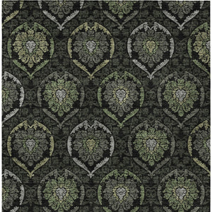 Homeroots 3' Black Gray And Brown Medallion Washable Area Rug - Versatile Indoor Outdoor Decorative Touch 9' X 12' Polyester 587708