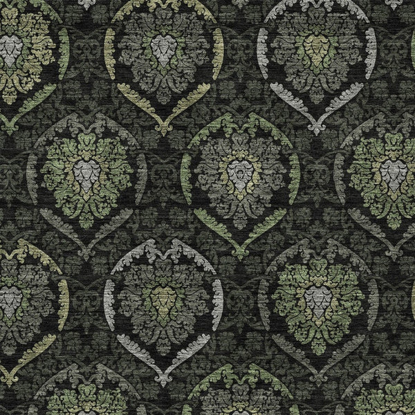 Homeroots 3' Black Gray And Brown Medallion Washable Area Rug - Versatile Indoor Outdoor Decorative Touch 9' X 12' Polyester 587708