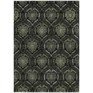 Homeroots 3' Black Gray And Brown Medallion Washable Area Rug - Versatile Indoor Outdoor Decorative Touch 10' X 14' Polyester 587709