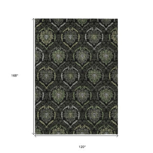 Homeroots 3' Black Gray And Brown Medallion Washable Area Rug - Versatile Indoor Outdoor Decorative Touch 10' X 14' Polyester 587709