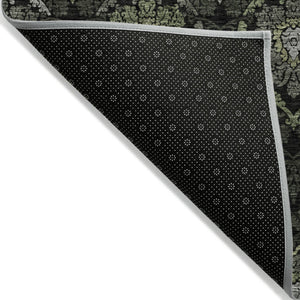 Homeroots 3' Black Gray And Brown Medallion Washable Area Rug - Versatile Indoor Outdoor Decorative Touch 10' X 14' Polyester 587709