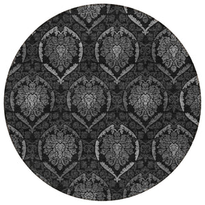 Homeroots 3' Black Gray And Brown Medallion Washable Area Rug - Versatile Indoor Outdoor Decorative Touch 8' Round Polyester 587712
