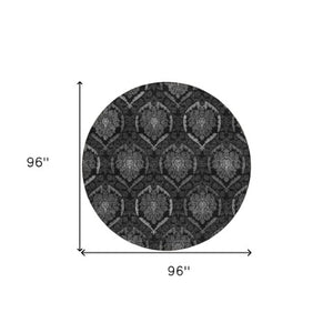 Homeroots 3' Black Gray And Brown Medallion Washable Area Rug - Versatile Indoor Outdoor Decorative Touch 8' Round Polyester 587712