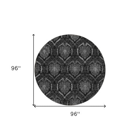 Homeroots 3' Black Gray And Brown Medallion Washable Area Rug - Versatile Indoor Outdoor Decorative Touch 8' Round Polyester 587712