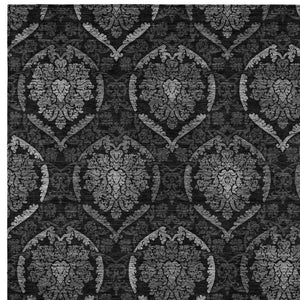 Homeroots 3' Black Gray And Brown Medallion Washable Area Rug - Versatile Indoor Outdoor Decorative Touch 8' X 10' Polyester 587713